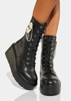 Koi Footwear Lace-Up Boots Yorick Mansion Platform Skull Boots