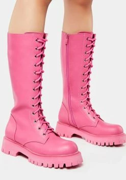 Koi Footwear Combat Boots Fuchsia River Sake Long Boots