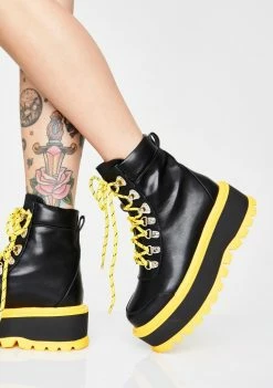 Koi Footwear Caution Hydra Matrix Platform Boots Platforms