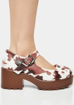 Koi Footwear Brown Cow Tira Mary Janes