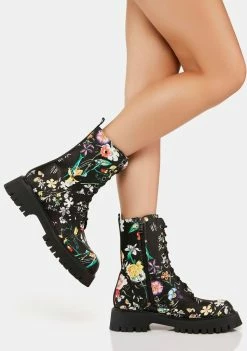 Koi Footwear Garden Games Floral Boots Combat Boots