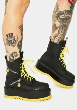 Koi Footwear Bassiani Smiley Face Platform Boots