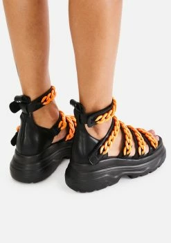Koi Footwear Orange Strident Chain Gladiator Sandals