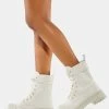 Koi Footwear White Gimli Combat Boots Boots & Booties