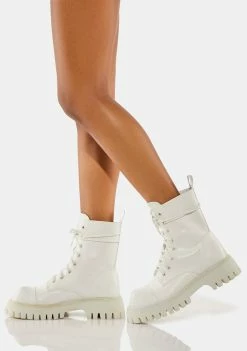 Koi Footwear White Gimli Combat Boots Boots & Booties