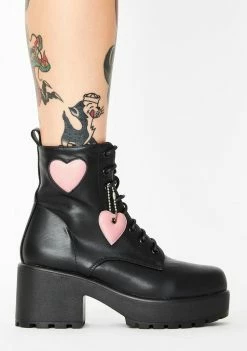 Koi Footwear Pink Heart Gin Platform Boots