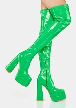 Koi Footwear Green The Redemption Stretch Thigh High Boots