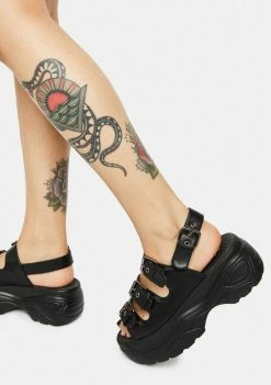 Buy 👍 Koi Footwear Black Out My Way Platform 🩴 Sandals ✨ 8 Koi Footwear Black Out My Way Platform Sandals