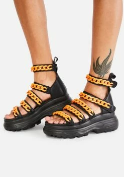 Koi Footwear Orange Strident Chain Gladiator Sandals