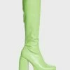 Koi Footwear Green Restless Riser Platform Long Boots