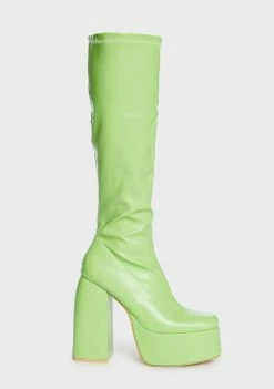 Koi Footwear Green Restless Riser Platform Long Boots