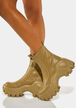 Koi Footwear Ankle Boots Khaki Raven Scars Bubble Chelsea Boots