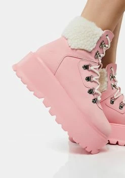 Koi Footwear Combat Boots Pink Kaldor Platform Hiker Boots