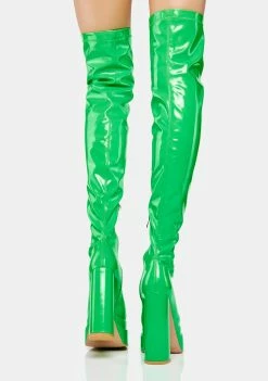 Koi Footwear Green The Redemption Stretch Thigh High Boots