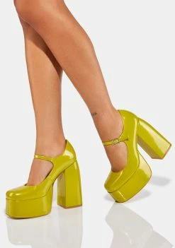 Koi Footwear Lime Sweet Attitude Platform Heels