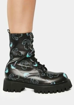 Koi Footwear Chrome Shrooms Lace-Up Combat Boots