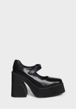 Koi Footwear Black Ambrosia Mary Jane Platform Heels Block Heels