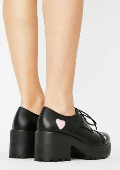 Koi Footwear Oxford Platforms Pink Heart Tennin Platform Oxfords