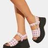 Koi Footwear Pink Flying Whispers Plaid Platform Sandals Platforms