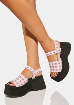 Koi Footwear Pink Flying Whispers Plaid Platform Sandals Platforms