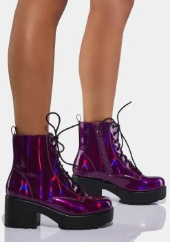 Koi Footwear Purple Gin Holographic Platform Boots Boots & Booties