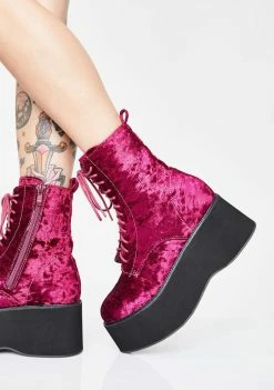 Koi Footwear Platforms Wine Oracle Velvet Boots