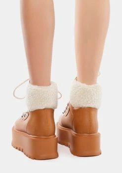 Koi Footwear Brown Kaldor Platform Hiker Boots Combat Boots