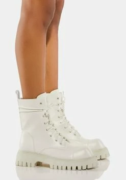 Koi Footwear White Gimli Combat Boots Boots & Booties