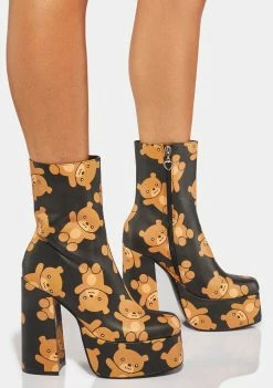 Koi Footwear Bungle Burden Teddy Platform Boots Platforms