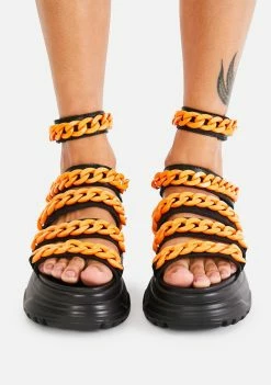 Koi Footwear Orange Strident Chain Gladiator Sandals