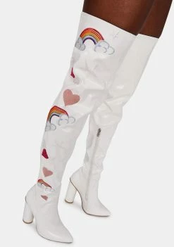 Koi Footwear Rainbow Heart Thigh High Boots