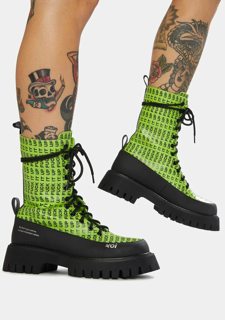 Hot Sale ๐ Koi Footwear F It Up Military ๐ฅพ Boots โ๏ธ 5 Koi Footwear F It Up Military Boots