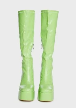 Koi Footwear Green Restless Riser Platform Long Boots