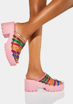 Koi Footwear Strappy Rainbow Platform Sandals Platforms