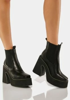 Koi Footwear Black Parva Heeled Platform Boots