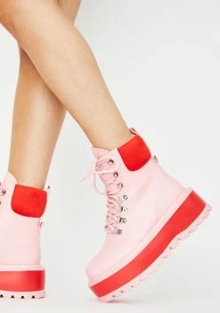 Koi Footwear Light Pink Hydra Platform Boots Platforms