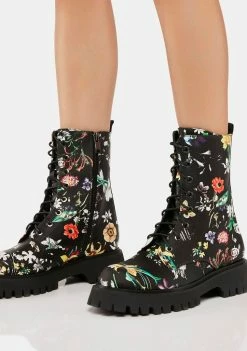 Koi Footwear Garden Games Floral Boots Combat Boots