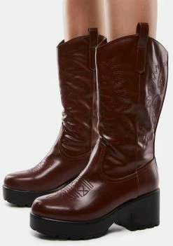 Koi Footwear Brown Wintu Chunky Western Boots