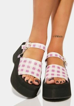 Koi Footwear Pink Flying Whispers Plaid Platform Sandals Platforms