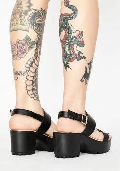 Hot Sale β€οΈ Koi Footwear Black Cleated Platform π©΄ Sandals Platforms π 9 Koi Footwear Black Cleated Platform Sandals Platforms