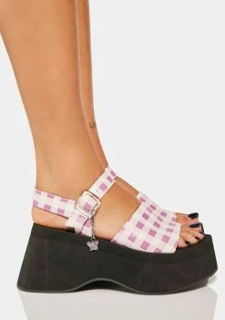 Koi Footwear Pink Flying Whispers Plaid Platform Sandals Platforms