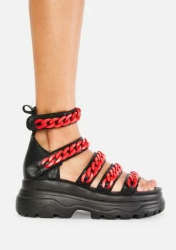 Koi Footwear Red Strident Chain Gladiator Sandals