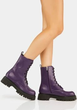 Koi Footwear Purple Anchor Combat Boots