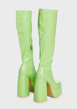 Koi Footwear Green Restless Riser Platform Long Boots