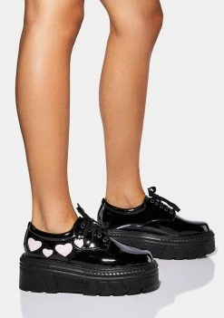 Koi Footwear Platforms Patent Pink Heart Sneakers
