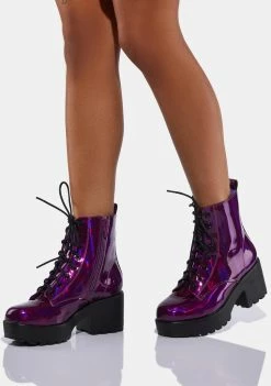Koi Footwear Purple Gin Holographic Platform Boots Boots & Booties