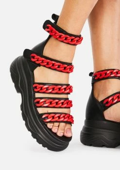 Koi Footwear Red Strident Chain Gladiator Sandals