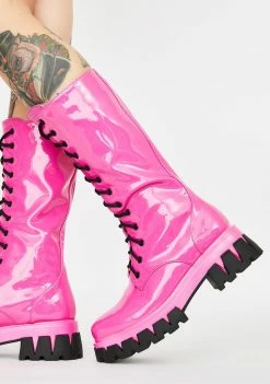 Koi Footwear Pink Trinity Patent Calf High Boots Boots & Booties