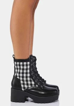 Koi Footwear Boots & Booties Gingham Patch Combat Boots