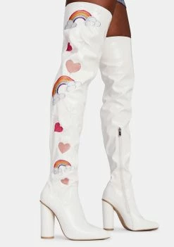 Koi Footwear Rainbow Heart Thigh High Boots